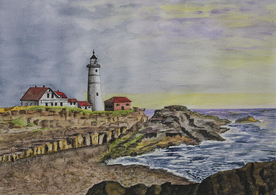 Portland Head Lighthouse Painting by Linda Brody