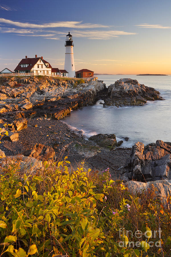 Portland Head Lighthouse Maine USA At Sunrise Photograph By Sara   Portland Head Lighthouse Maine Usa At Sunrise Sara Winter 