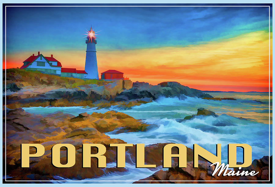 Portland Photograph - Portland Head Lighthouse Vintage Travel Poster by Rick Berk
