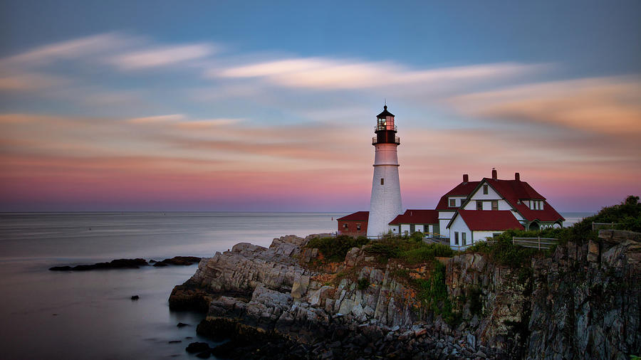 Portland Headlight Evening Colors 1 Photograph by Jerry Fornarotto