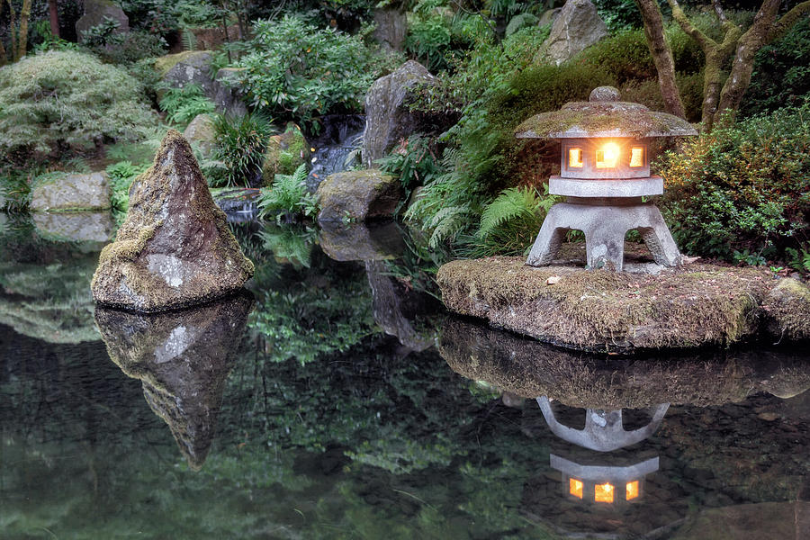 Portland Japanese Garden at Twilight Photograph by David Gn