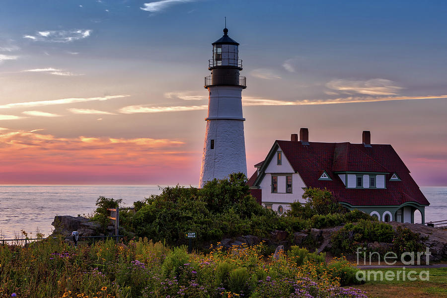 Portland Lighthouse and Garden Photograph by Jerry Fornarotto