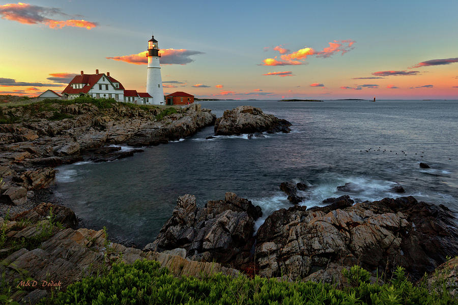 Portland Lighthouse at Sunset Photograph by Mike Dodak - Fine Art America