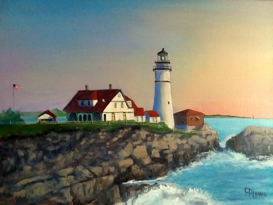 Portland lighthouse Painting by Connie Plews - Fine Art America