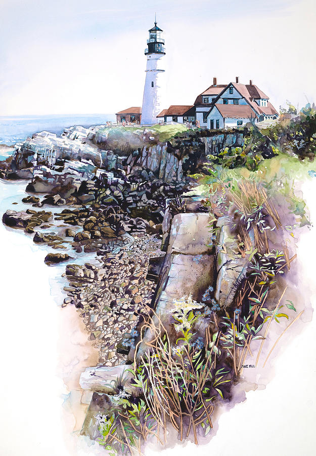 Portland Lighthouse Painting by Mike Hill
