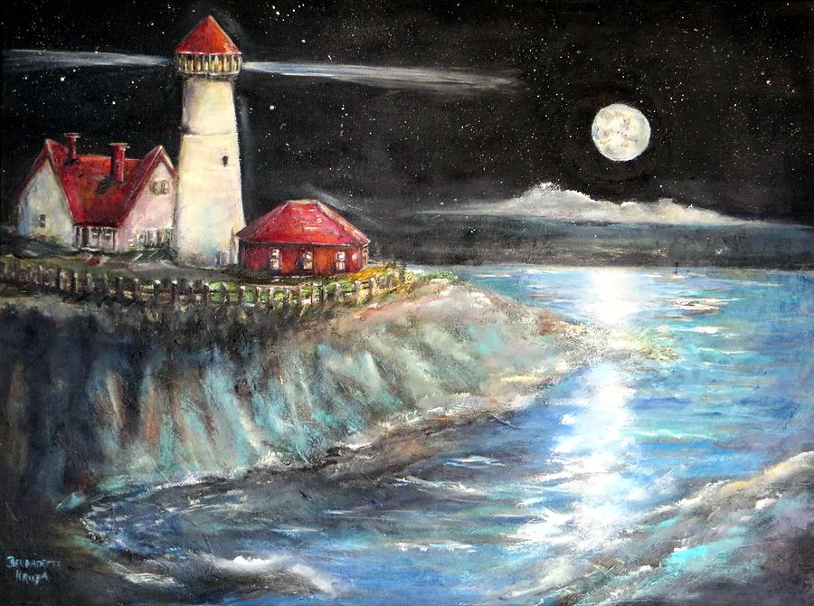 Portland Maine Twilight Painting by Bernadette Krupa