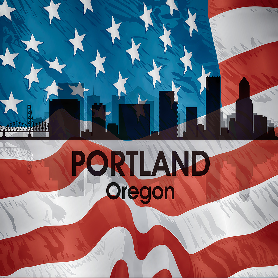 Portland OR American Flag Squared Digital Art by Angelina Tamez