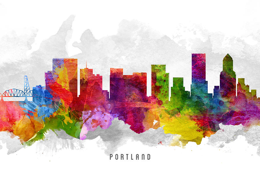 Portland Painting - Portland Oregon Cityscape 13 by Aged Pixel
