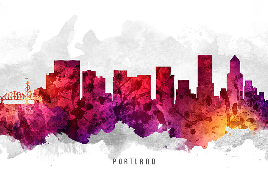 Portland Painting - Portland Oregon Cityscape 14 by Aged Pixel