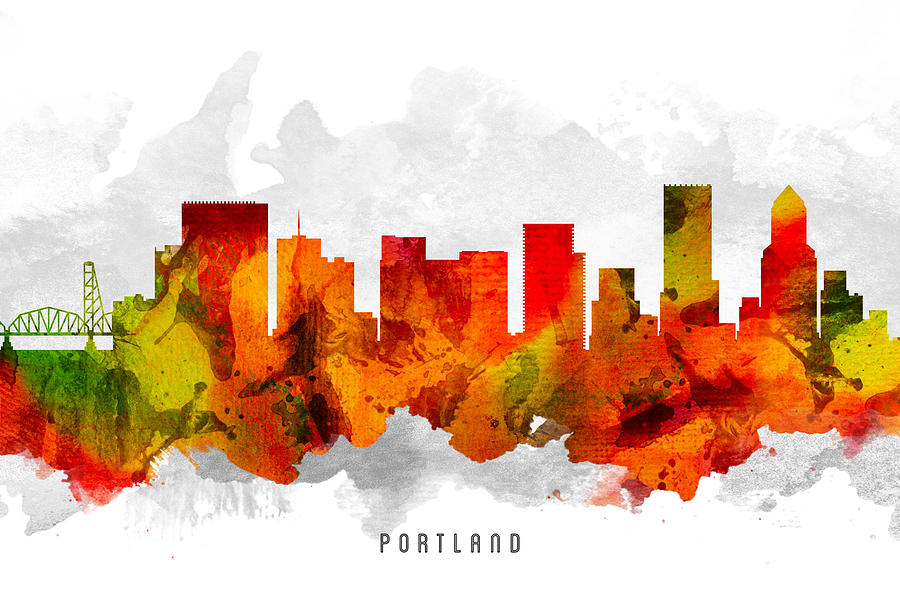 Portland Painting - Portland Oregon Cityscape 15 by Aged Pixel