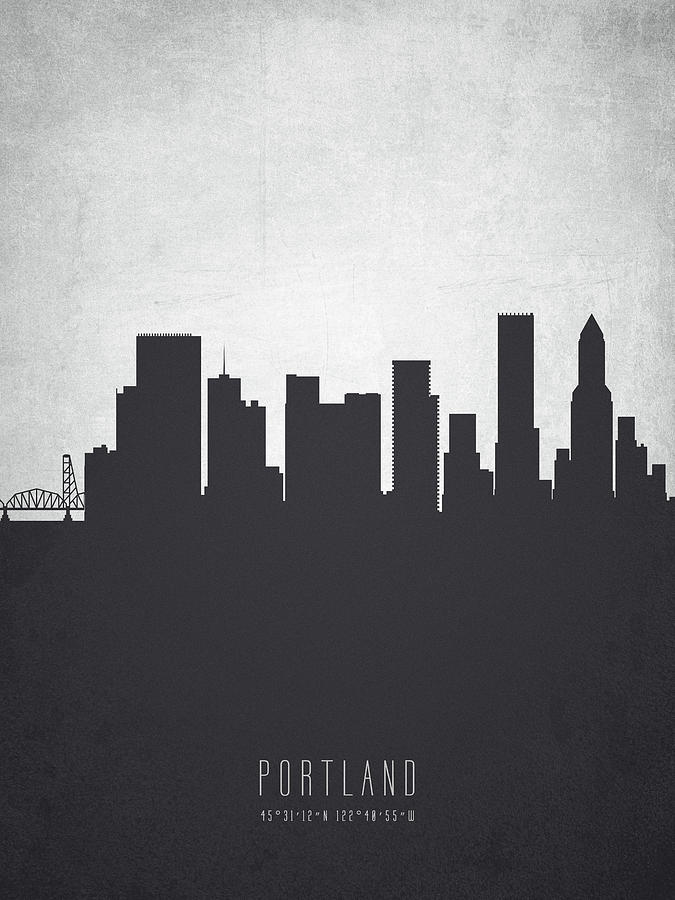 Portland Painting - Portland Oregon Cityscape 19 by Aged Pixel