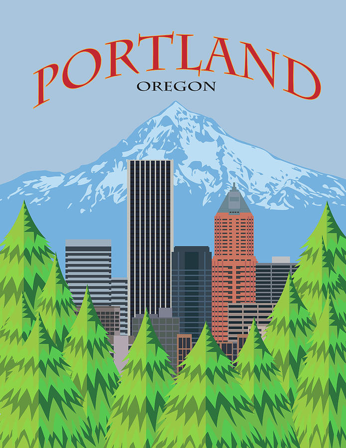Portland Oregon Skyline Scenic Poster Illustration by Jit Lim Portland Oregon Skyline Scenic Poster Illustration by Jit Lim