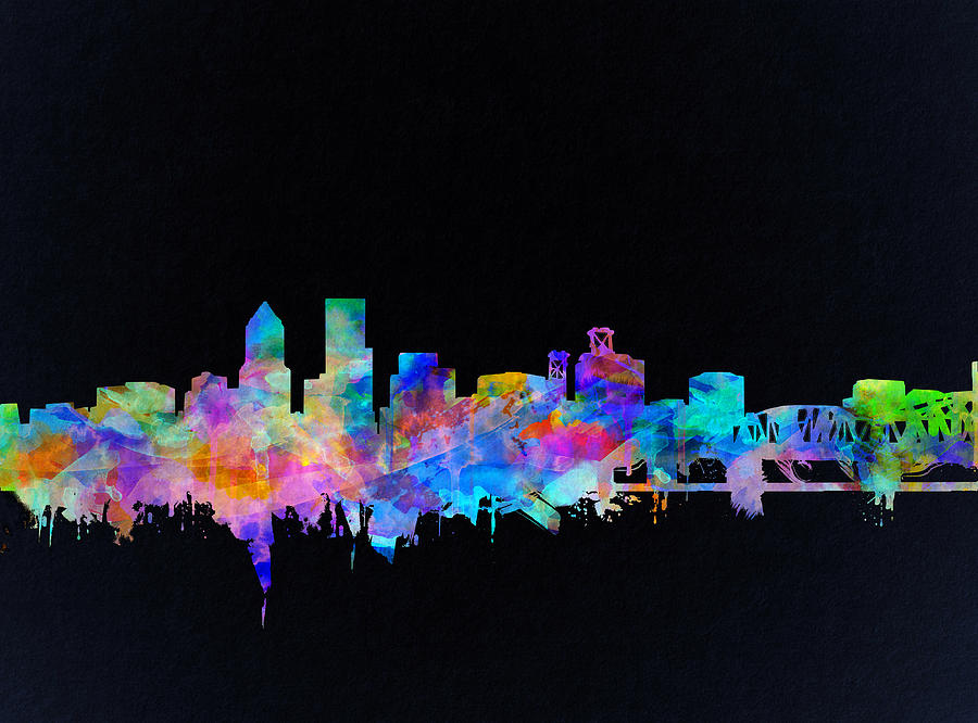 Portland Painting - Portland Skyline Watercolor by Bekim M Portland Painting - Portland Skyline Watercolor by Bekim M