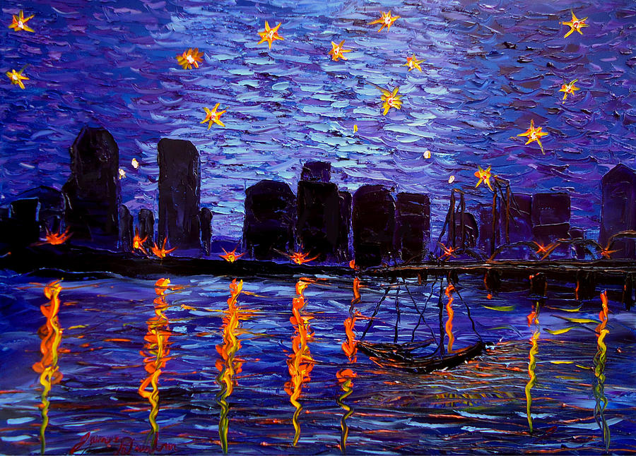 Portland Starry Night #2 Painting by James Dunbar