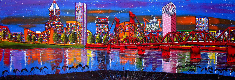 Portland Starry Night City Lights 54 Painting by James Dunbar