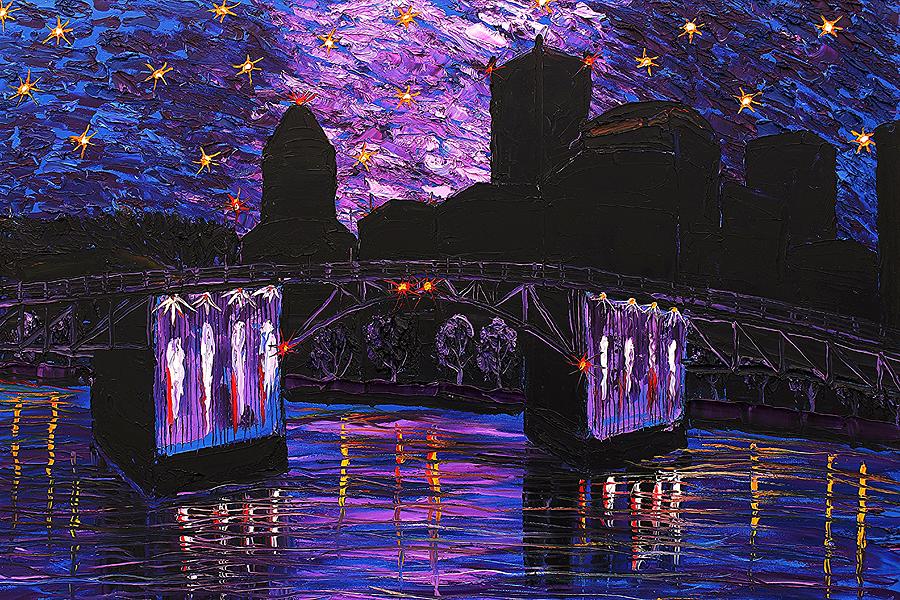 Portland Stary Night Over Morrison Bridge #1 Painting by James Dunbar