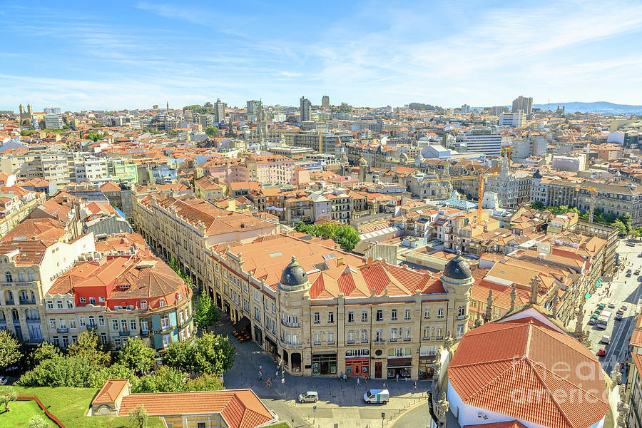 Porto historic center aerial Photograph by Benny Marty
