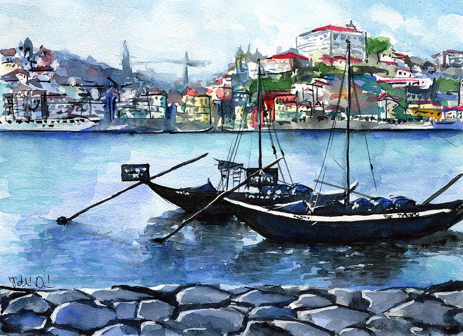 Porto Rabelo Boats Painting by Dora Hathazi Mendes
