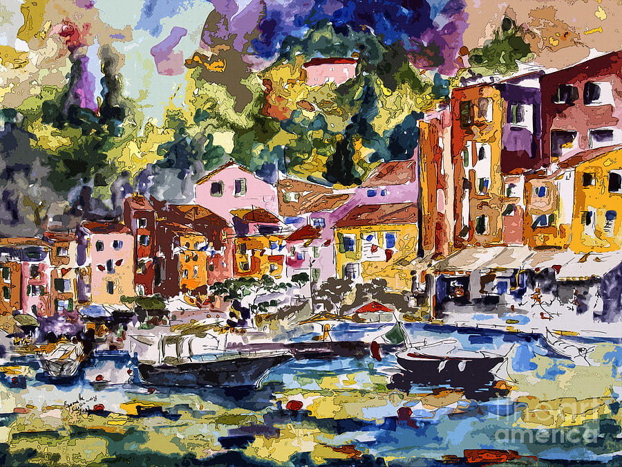 Portofino Italy Bella Italia Painting by Ginette Callaway