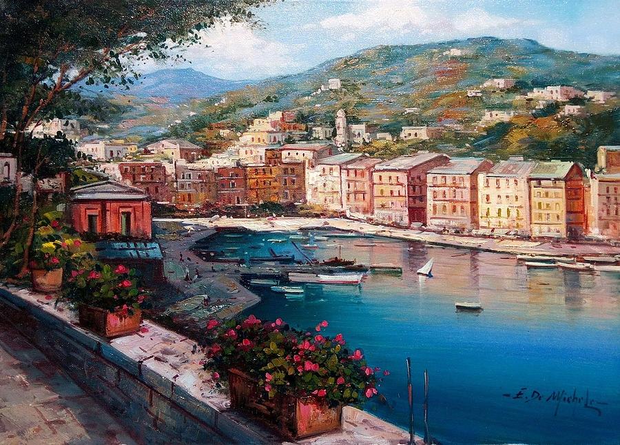 Portofino Italy Painting by Ernesto Di Michele - Fine Art America