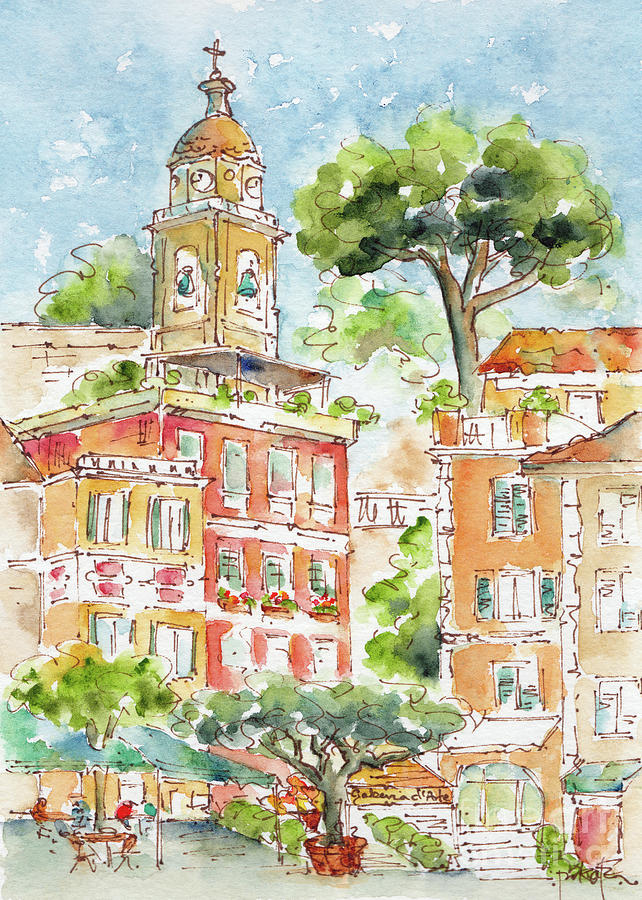 Portofino Piazetta Painting by Pat Katz