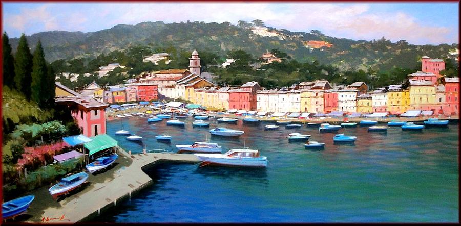 Still Life Painting - Portofino seascape by Antonio Iannicelli