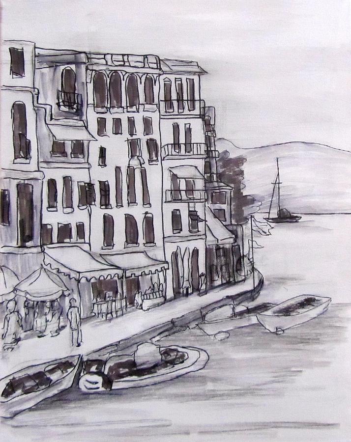 Portofino value study Drawing by Barbara OToole