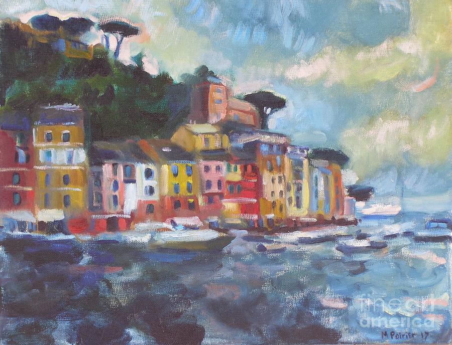 Portofino Village Painting by Marc Poirier