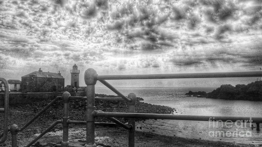 Portpatrick from The Promenade in Greyscale  Photograph by Joan-Violet Stretch