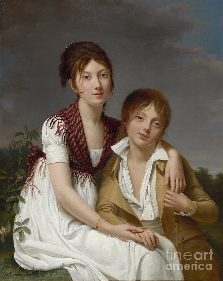 Girl Painting - Portrait dAmelie-Justine et de Charles-Edouard Pontois by Celestial Images