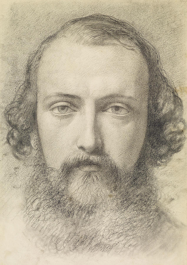 Portrait - Head Study of Daniel Casey Drawing by Ford Madox Brown