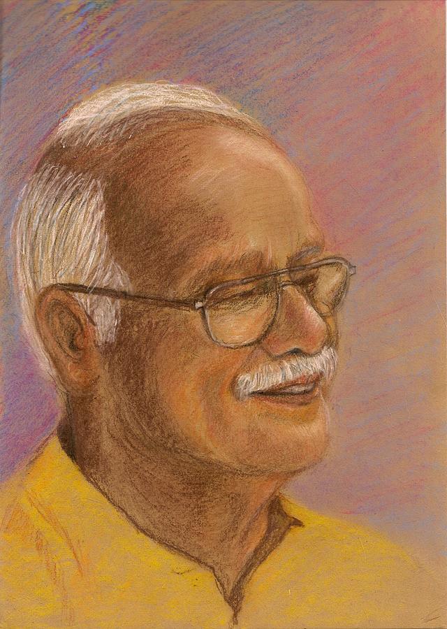 Portrait in Conte crayon and pastels Drawing by Asha Sudhaker Shenoy
