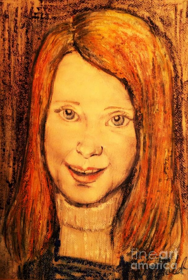 Portrait in oil Pastels Pastel by Joan-Violet Stretch