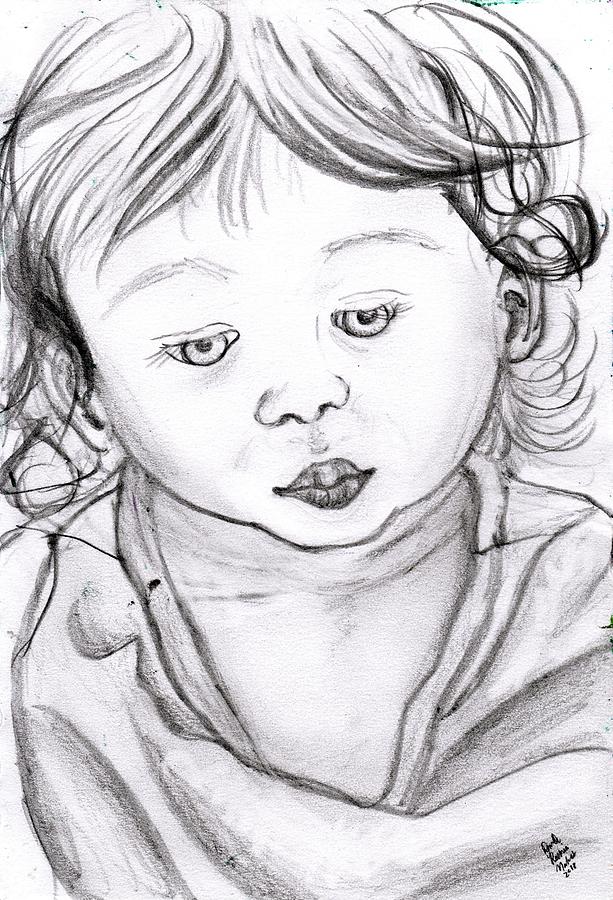 Portrait of a Baby Girl Drawing by Danielle Rosaria