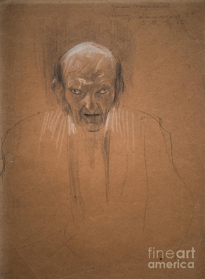 Portrait Of A Bald Old Man By Gustav Klimt Drawing