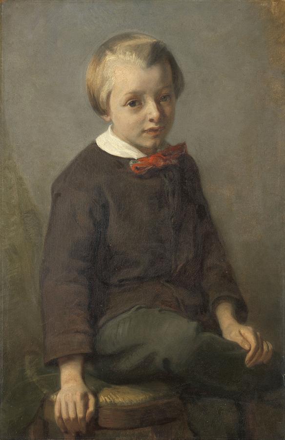Portrait of a Boy, August Allebe, 1856 Painting by Celestial Images