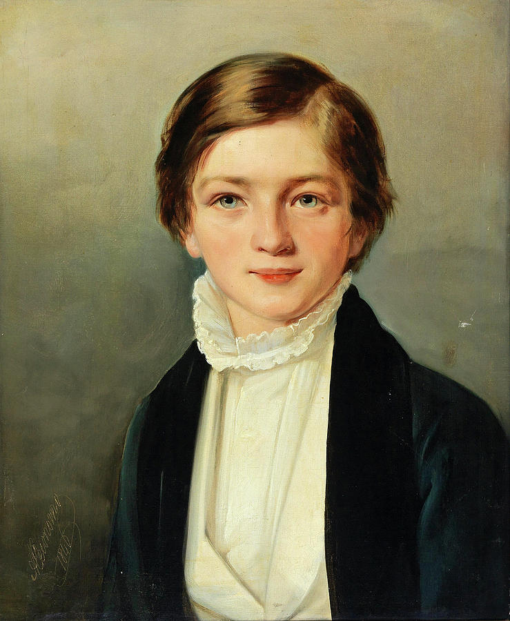 Portrait of a Boy. Bruno Henneberg Painting by Aristeidis Oikonomou