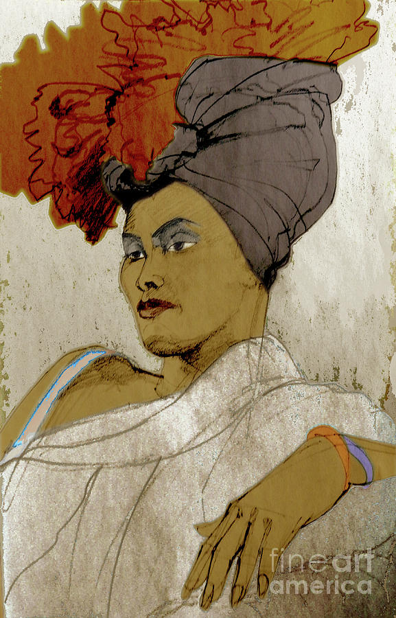 Portrait of a Caribbean Beauty Mixed Media by Greta Corens