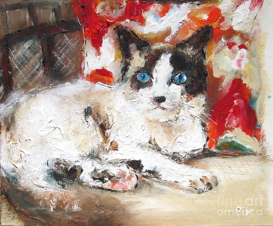 Portrait of a cat  Painting by Mary Cahalan Lee - aka PIXI