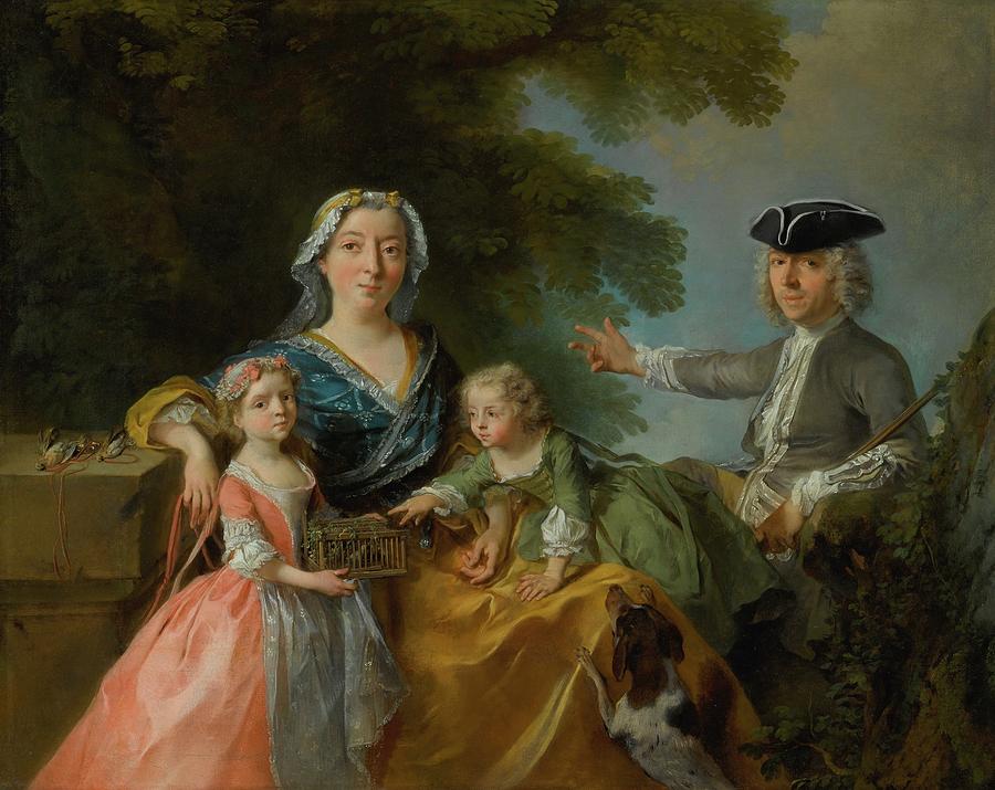 Portrait Of A Family, Traditionally Identified Painting by Nicolas Lancret