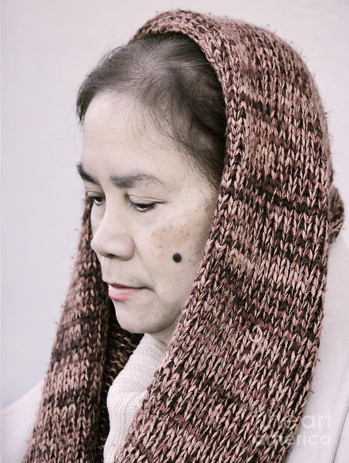 Portrait of a Filipina with a Mole on Her Cheek and Wearing a Knitted Scarf  Photograph by Jim Fitzpatrick