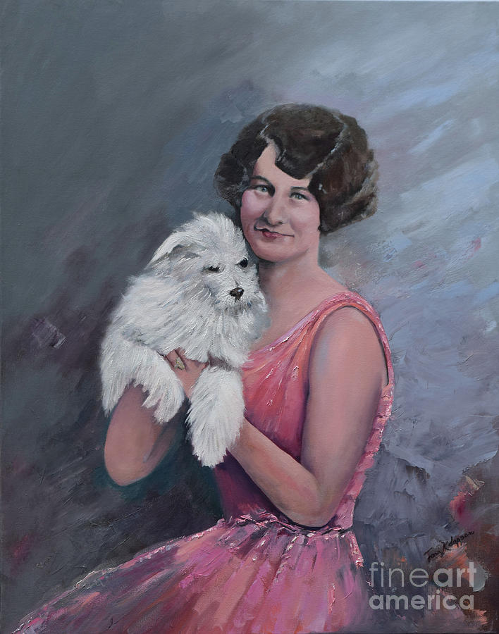 Maggie and Caruso -Portrait of a Flapper Girl Painting by Jan Dappen