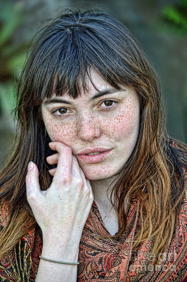 Portrait of a  Freckle Faced Model color version Photograph by Jim Fitzpatrick