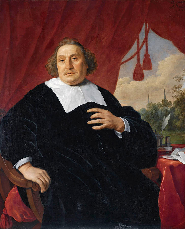 Portrait Of A Gentleman In Black Robe Painting by Bartholomeus van der Helst