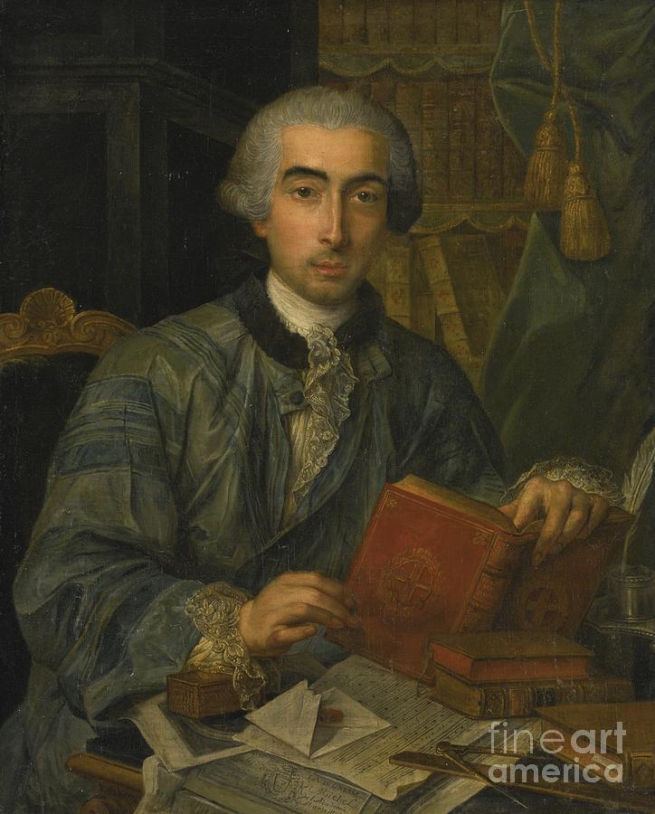 Portrait Of A Gentleman Seated At A Desk Painting by Celestial Images