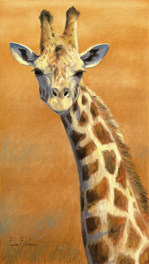 Giraffe Painting - Portrait of a Giraffe by Lucie Bilodeau