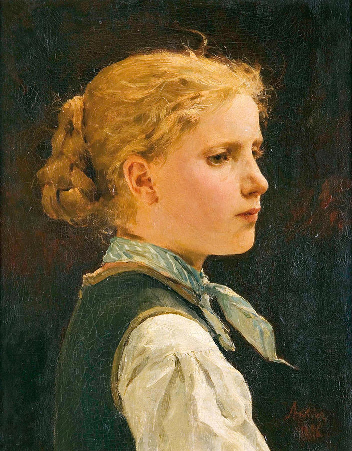 Portrait of a Girl Painting by Albert Anker