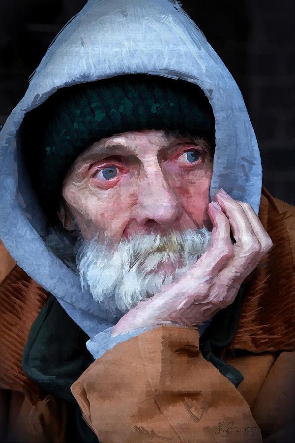 Portrait of a Homeless Man Digital Art by Kai Saarto