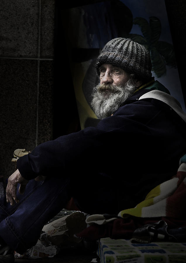 Homeless Photograph - Portrait of a homeless man by Sheila Smart Fine Art Photography
