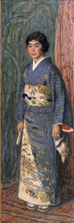 Portrait of a Japanese Woman. Mrs Kuroki Painting by Edmond Aman-Jean
